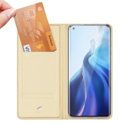 Xiaomi Mi 11 Dux Ducis Skin sērijas zelta ādas atvērams maciņš | Vacins.lv