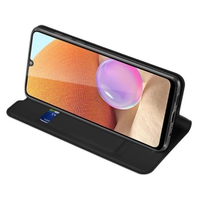 Samsung Galaxy A32 4G (A325F) Dux Ducis Skin sērijas melns ādas atvērams maciņš | Vacins.lv