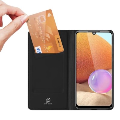 Samsung Galaxy A32 4G (A325F) Dux Ducis Skin sērijas melns ādas atvērams maciņš | Vacins.lv
