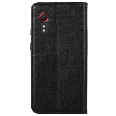 Samsung Galaxy Xcover 5 (G525) чёрный кожаный чехол-книжка | Vacins.lv