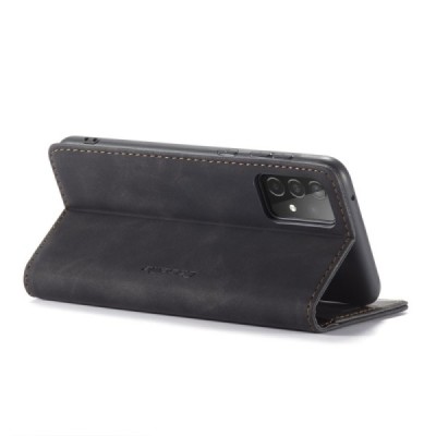 Samsung Galaxy A52 5G (A526B, A525F) CaseMe Retro solīds atvēramais ādas melns maciņš - maks | Vacins.lv