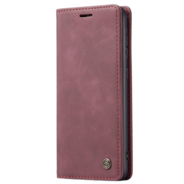 „CaseMe“ Retro solīds atvēramais ādas maciņš - bordo (Galaxy A52 / A52s)