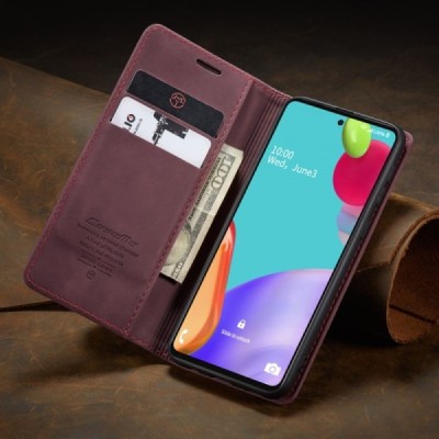 Samsung Galaxy A52 5G (A526B, A525F) CaseMe Retro solīds atvēramais ādas bordo maciņš - maks | Vacins.lv