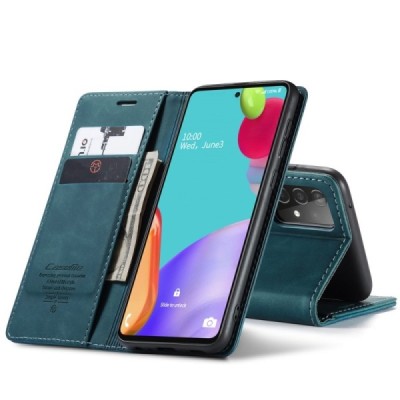 Samsung Galaxy A52 5G (A526B, A525F) CaseMe Retro solīds atvēramais ādas zaļš maciņš - maks | Vacins.lv