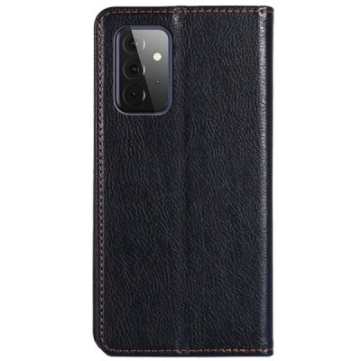 Твердый чёрный кожаный чехол-книжка для Samsung Galaxy A72 (A726B, A725F) | Vacins.lv