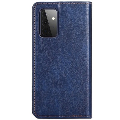 Твердый синий кожаный чехол-книжка для Samsung Galaxy A72 (A726B, A725F) | Vacins.lv