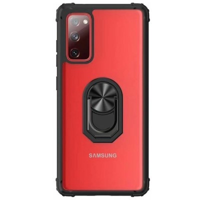 Samsung Galaxy A72 (A726B, A725F) „Fashion“ Kickstand прозрачный твердый силиконовый чехол (TPU) с чёрнoй окантовкой | Vacins.lv