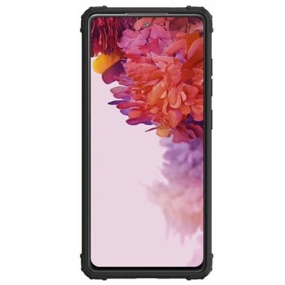 Samsung Galaxy A72 (A726B, A725F) „Fashion“ Kickstand прозрачный твердый силиконовый чехол (TPU) с чёрнoй окантовкой | Vacins.lv