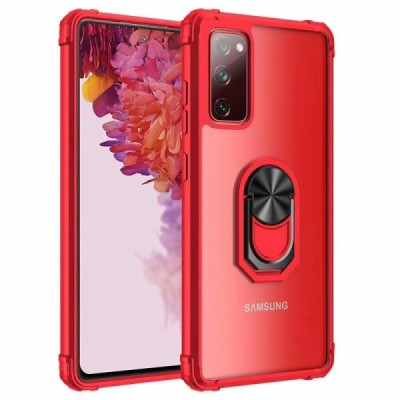 Samsung Galaxy A72 (A726B, A725F) „Fashion“ Kickstand прозрачный твердый силиконовый чехол (TPU) с краснoй окантовкой | Vacins.l
