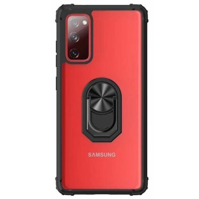 Samsung Galaxy A52 5G (A526B, A525F) „Fashion“ Kickstand прозрачный твердый силиконовый чехол (TPU) с чёрнoй окантовкой | Vacins