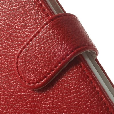 HTC One Mini 2 atvēramais sarkans ādas Litchi futrālis - maciņš / Vacins.lv