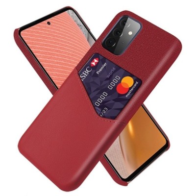 „KSQ“ Shell Samsung Galaxy A72 (A726B, A725F) красный кожаный чехол - задняя часть с карманом для карточек | Vacins.lv