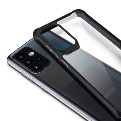 Samsung Galaxy A52 5G (A526B, A525F) Fashion прозрачный твердый силиконовый чехол (TPU) с черной окантовкой | Vacins.lv