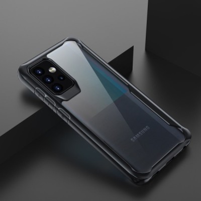 Samsung Galaxy A52 5G (A526B, A525F) Fashion прозрачный твердый силиконовый чехол (TPU) с черной окантовкой | Vacins.lv