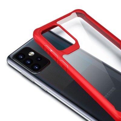 Samsung Galaxy A52 5G (A526B, A525F) Fashion прозрачный твердый силиконовый чехол (TPU) с красной окантовкой | Vacins.lv