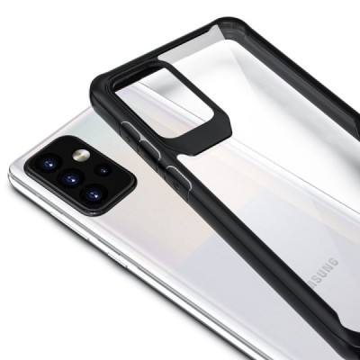 Samsung Galaxy A72 (A726B, A725F) Fashion прозрачный твердый силиконовый чехол (TPU) с черной окантовкой | Vacins.lv