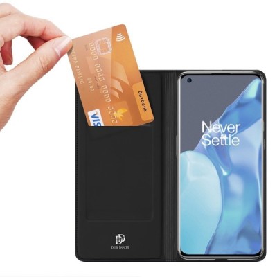 „Dux Ducis“ Skin серии OnePlus 9 Pro чёрный кожаный чехол-книжка | Vacins.lv