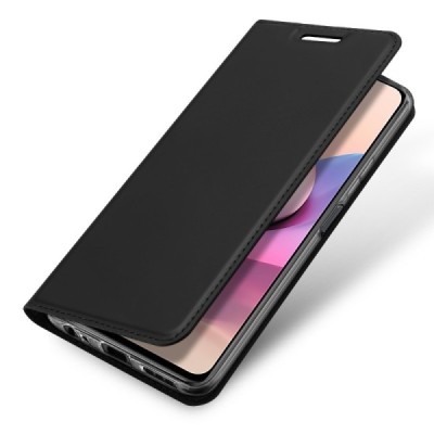 Xiaomi Redmi Note 10 4G (Note 10s, Poco M5s) Dux Ducis Skin sērijas melns ādas atvērams maciņš | Vacins.lv