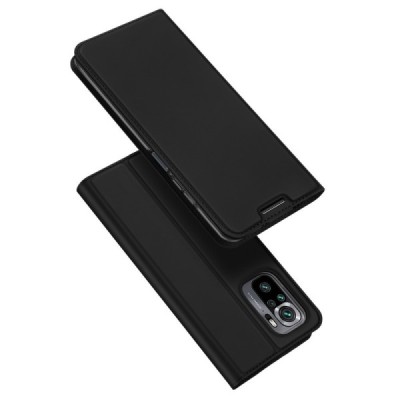 Xiaomi Redmi Note 10 4G (Note 10s, Poco M5s) Dux Ducis Skin sērijas melns ādas atvērams maciņš | Vacins.lv