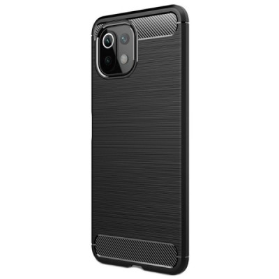 Xiaomi Mi 11 Lite „Carbon“ cieta silikona (TPU) melns apvalks | vacins.lv