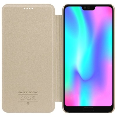 Huawei Honor 10 золотой кожаный чехол-книжка Nillkin Sparkle | Vacins.lv