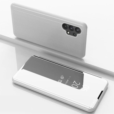Samsung Galaxy A32 4G (A325F) plastmasas atvērams sudrabs ādas maciņš | Vacins.lv
