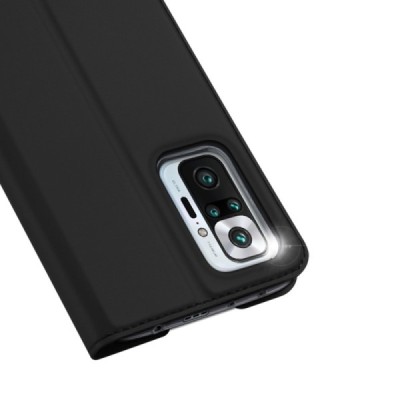 Xiaomi Redmi Note 10 Pro „Dux Ducis“ Skin серии чёрный кожаный чехол-книжка | Vacins.lv