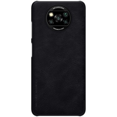 Xiaomi Poco X3 (X3 Pro) greznais „Nillkin“ Qin sērijas ādas atvērams melns maciņš, maks | Vacins.lv