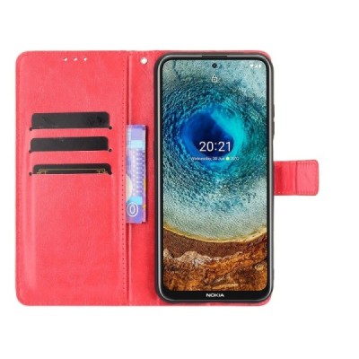 Nokia X20 (X10) открываемый красный кожаный чехол - книжка | Vacins.lv