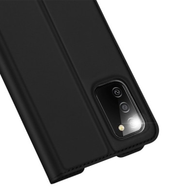 Samsung Galaxy A02s A025 (166.5x75.9x9.2mm) Dux Ducis Skin sērijas melns ādas atvērams maciņš | Vacins.lv