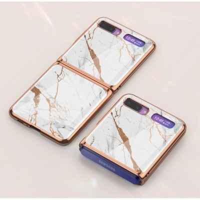 Samsung Galaxy Z Flip (F700) GKK Marble пластиковый белый чехол | Vacins.lv