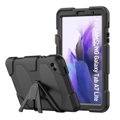 Samsung Galaxy Tab A7 Lite 8.7 2021 (T220, T225) pastiprinātas aizsardzības melns apvalks | Vacins.lv