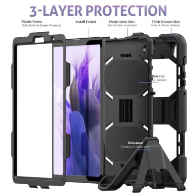 Samsung Galaxy Tab A7 Lite 8.7 2021 (T220, T225) pastiprinātas aizsardzības melns apvalks | Vacins.lv
