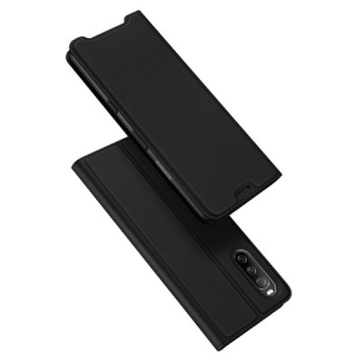 Sony Xperia 10 III „Dux Ducis“ Skin sērijas melns ādas atvērams maciņš | Vacins.lv