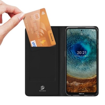 „Dux Ducis“ Skin серии Nokia X20 (X10) чёрный кожаный чехол-книжка | Vacins.lv