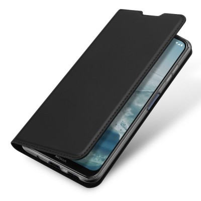 Nokia 6.3 (2021), G10, G20 „Dux Ducis“ Skin sērijas melns ādas atvērams maciņš | Vacins.lv
