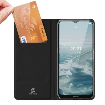„Dux Ducis“ Skin серии Nokia 6.3 (2021), G10, G20 чёрный кожаный чехол-книжка | Vacins.lv