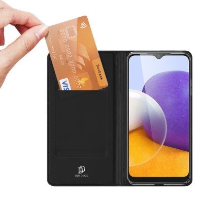 „Dux Ducis“ Skin серии Samsung Galaxy A22 чёрный кожаный чехол-книжка | Vacins.lv