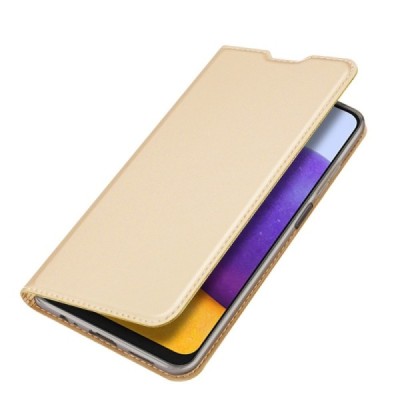 Samsung Galaxy A22 „Dux Ducis“ Skin sērijas zelta ādas atvērams maciņš | Vacins.lv