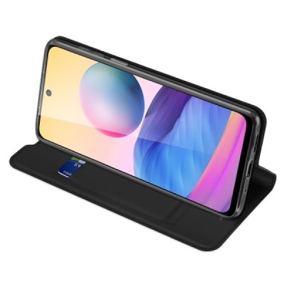 „Dux Ducis“ Skin серии Xiaomi Poco M3 Pro (Redmi Note 10 5G) чёрный кожаный чехол-книжка | Vacins.lv