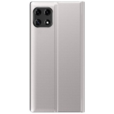 Samsung Galaxy A22 View Line открываемый серебристый кожаный чехол - книжка | Vacins.lv