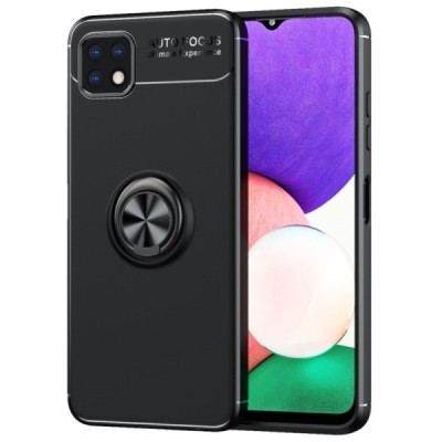 Samsung Galaxy A22 „FOCUS“ Kickstand твердый силиконовый (TPU) чехол - чёрный | Vacins.lv