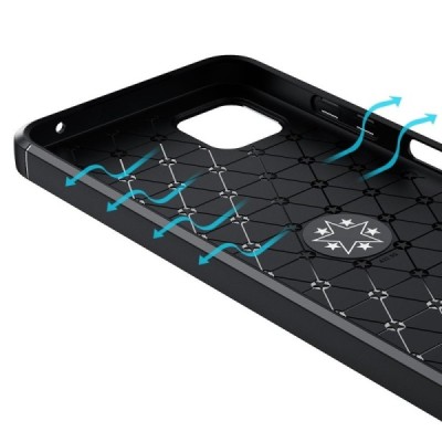 Samsung Galaxy A22 „FOCUS“ Kickstand cieta silikona (TPU) melns apvalks | vacins.lv