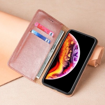 Твердый золотой кожаный чехол-книжка для OnePlus Nord N10 5G | Vacins.lv