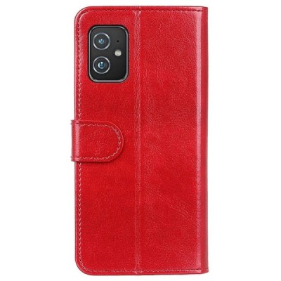Asus Zenfone 8 (ZS590KS) atvēramais ādas sarkans maciņš (maks) | Vacins.lv
