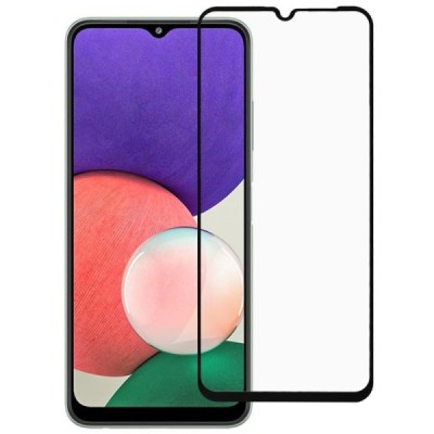 Samsung Galaxy A22 5G (A226B, A225F) „Rurihai“ Tempered Glass melns ekrāna aizsargstikls 2.5D | Vacins.lv