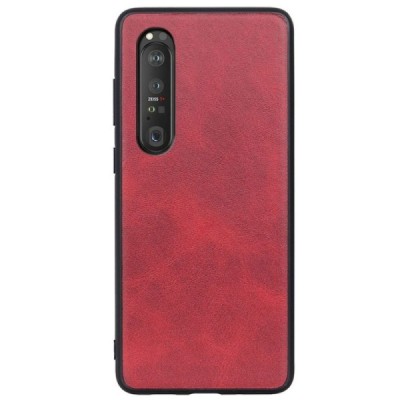 „Bi-Color“ Splicing Sony Xperia 1 III красный кожаный чехол | Vacins.lv