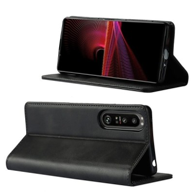 Sony Xperia 1 III „Split“ sērijas melns atvērams maciņš, maks | Vacins.lv