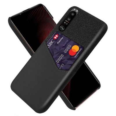 „KSQ“ Shell Sony Xperia 1 III чёрный кожаный чехол - задняя часть с карманом для карточек | Vacins.lv