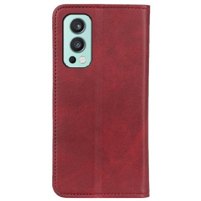 OnePlus Nord 2 „Split“ красный кожаный чехол-книжка | Vacins.lv